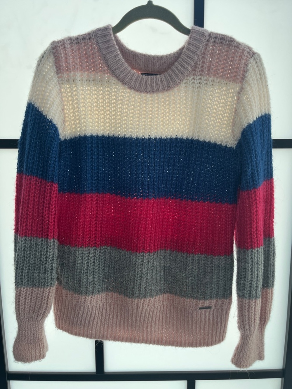 Abercrombie & Fitch Striped Crewneck Sweater in Pink, Cream, Blue, Red, Gray